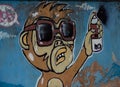 Graffiti with a monkey with sunglasses