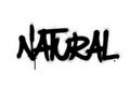 Graffiti natural word sprayed in black over white