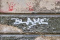 Blame Graffiti on Old Stone Wall Royalty Free Stock Photo