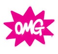 Graffiti OMG abbreviation sprayed in white over pink star