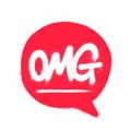 Graffiti omg text in red textballoon sprayed over white Royalty Free Stock Photo