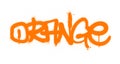 Graffiti orange word sprayed in orange over white