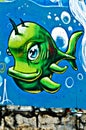 Graffiti painted on the breackwater wall at Port o Royalty Free Stock Photo