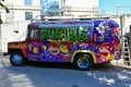 A graffiti-painted mobile cafe \