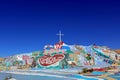 Graffiti paintings of Jesus and love, Salvation Mountain, Slab city