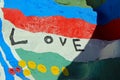 Graffiti paintings of Jesus and love, Salvation Mountain, Slab city