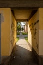 Graffiti in a passageway of a residential building in Vienna Favoriten