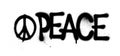 Graffiti peace word and symbol sprayed in black