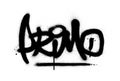 Graffiti primo word sprayed in black over white