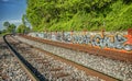 Graffiti on the Railroad Tracks Royalty Free Stock Photo