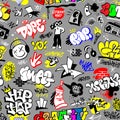 graffiti , rap music,street style lettering - seamless vector pattern design element
