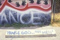 Graffiti reading Ã¯Â¿Â½Praise God not menÃ¯Â¿Â½, South Central Los Angeles, California