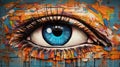 Graffiti with a realistic image of the eyes