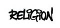 Graffiti religion word sprayed in black over white