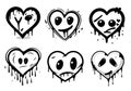Graffiti sad heart black and white face with a spitting puddle Royalty Free Stock Photo