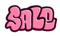 Graffiti sale bubble word sprayed in pink over white Royalty Free Stock Photo