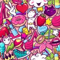 Graffiti seamless pattern with girlish doodles