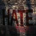 A graffiti that shows the word HATE generated by artificial intelligence Royalty Free Stock Photo