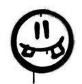 Graffiti silly smiling icon face in black over white