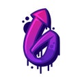 Graffiti Six Number and Purple Bold Numeral Vector Illustration