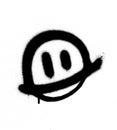 Graffiti smiling face emoticon in black on white