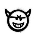 Graffiti sneaky devil icon sprayed in black over white