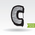 Graffiti alphabet. Letter C. Highly detailed vector font