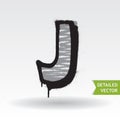 Graffiti alphabet. Letter J. Highly detailed vector font