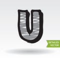 Graffiti alphabet. Letter U. Highly detailed vector font