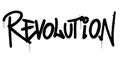 Graffiti spray revolution word with over spray in black over white. vector illustration