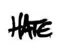 Graffiti sprayed hate word in black on white