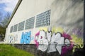 Graffiti sprayed wall of a building Royalty Free Stock Photo