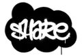 Graffiti sprayed white share word in a black cloud Royalty Free Stock Photo