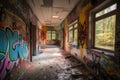 graffiti sprayer artist bringing vibrant colors and artwork to derelict hospital