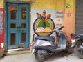 Graffiti street art and bikes in Varanasi, India