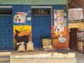 Graffiti street art on building in Varanasi, India