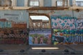 Graffiti, street art in the historic old town of Valparaiso. Chile Royalty Free Stock Photo