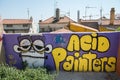 Acid Painters Graffiti and Street art in a street of Lisbon, Portugal Royalty Free Stock Photo
