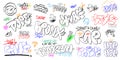 graffiti street art vector lettering set , rap music hip hop culture design elements