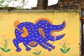 Graffiti. Streetart. Mythical animal on the wall. Royalty Free Stock Photo