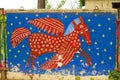 Graffiti. Streetart. Ukrainian drawing of a flying horse