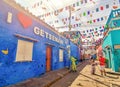 Graffiti and streets in Getsemani neighborhood in Cartagena de Indias. Colombia.