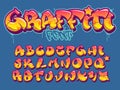 Graffiti style font. Orange and yellow colors vector alphabet Royalty Free Stock Photo