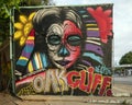Graffiti style mural outside Majestic tattoo and Piercing studio in Oak Cliff, Dallas.
