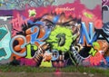 Graffiti style mural by @treywilder in the Fabrication Yard at 621 Fabrication Street in Dallas, Texas.