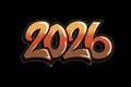 Graffiti style 2026 numbers in orange and gold on black background Royalty Free Stock Photo
