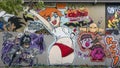 Graffiti style street art mural t the Fabrication Yard in Dallas, Texas.