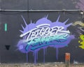 Graffiti style title mural for 2023 Trigger Fingers event at 3215 Hickory Street in Deep Ellum, Texas.