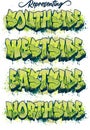 Graffiti Styled Urban Street Art Tagging Design - Representing Southside Westside Eastside Northside