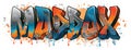 Graffiti Styled Urban Street Art Tagging Name Design - Maddox Royalty Free Stock Photo